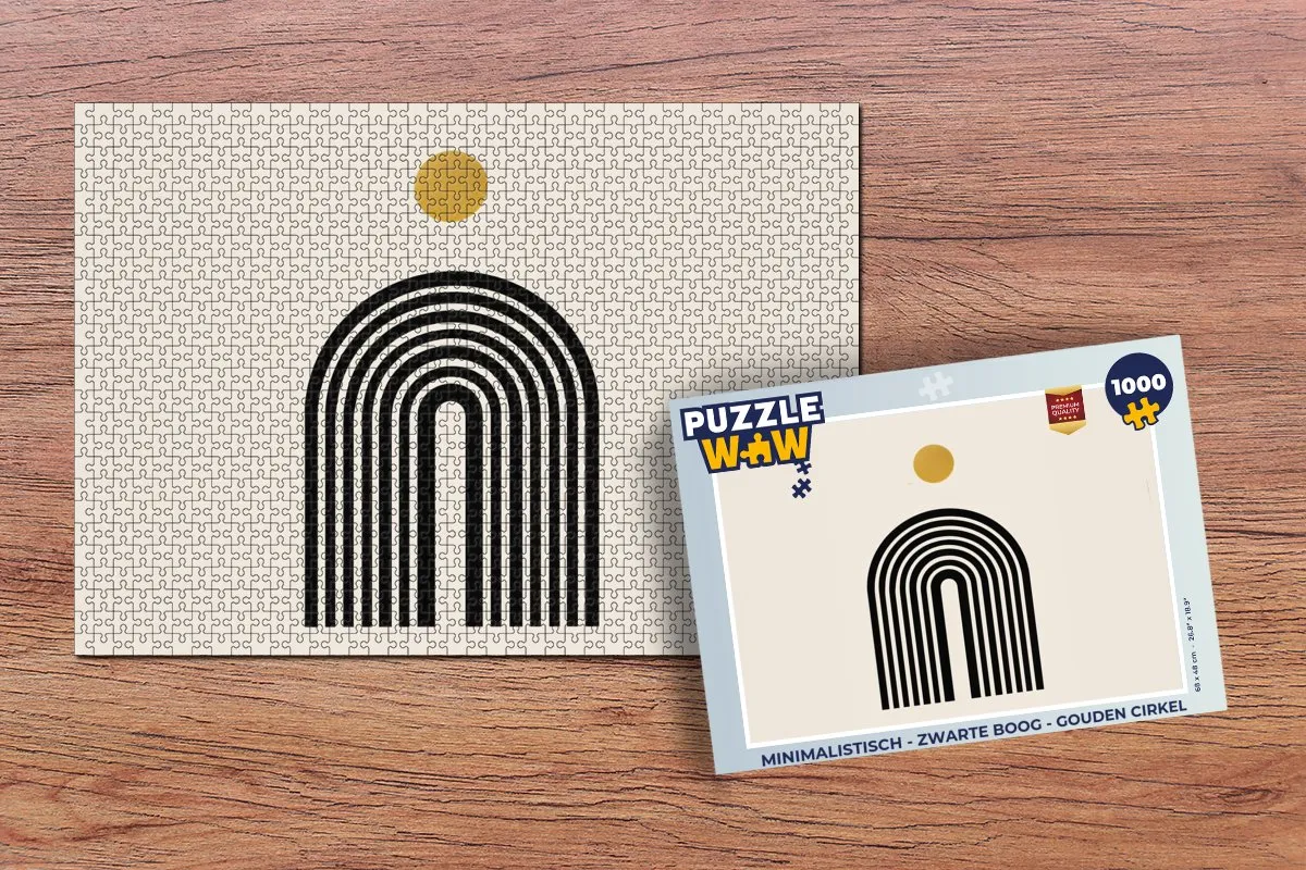 PuzzleWow Minimalistisch Legpuzzel 1000 Stuks - Boog & Gouden Cirkel