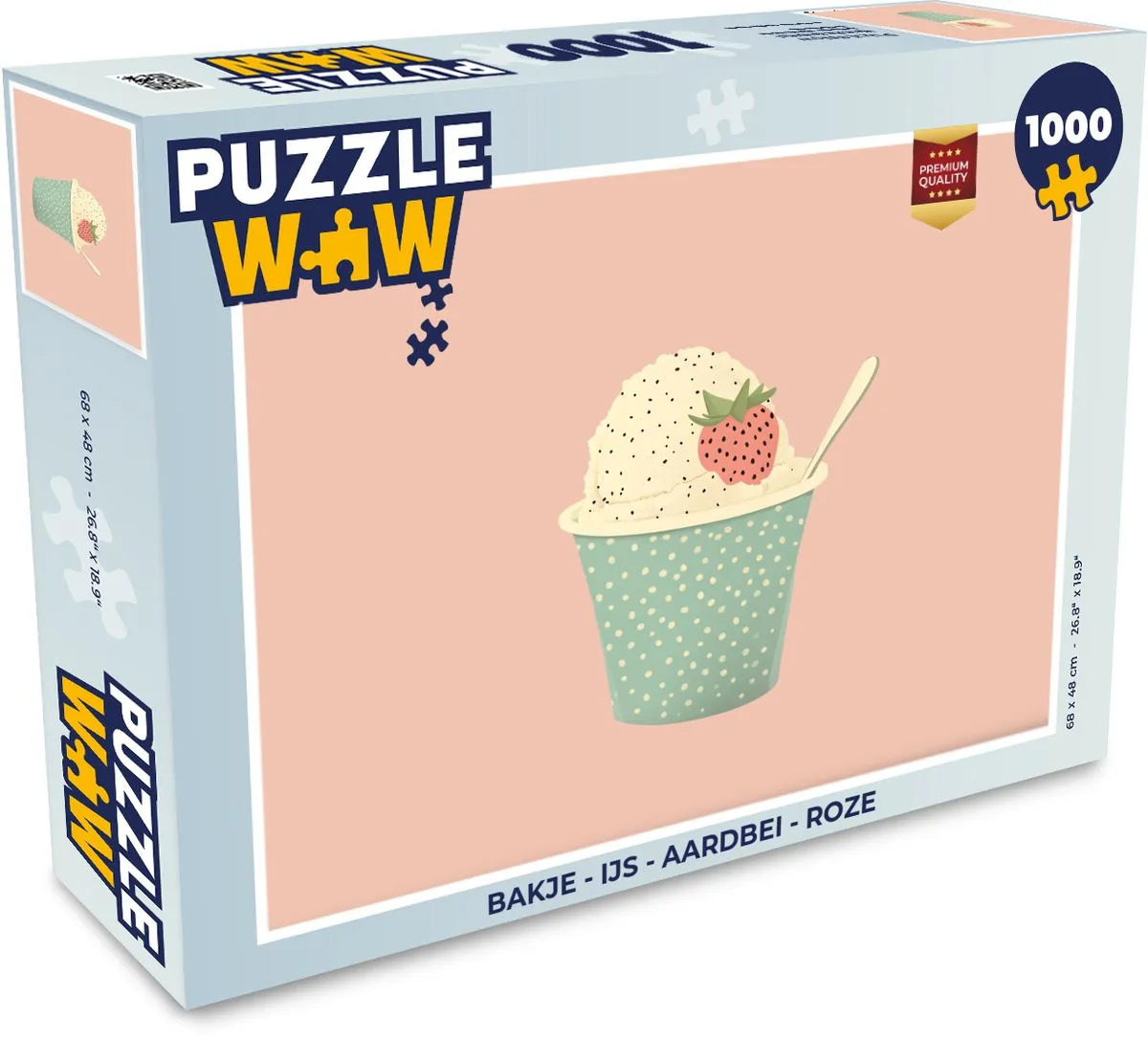 PuzzleWow Legpuzzel 1000 Stuks - Roze IJs Aardbei Bakje