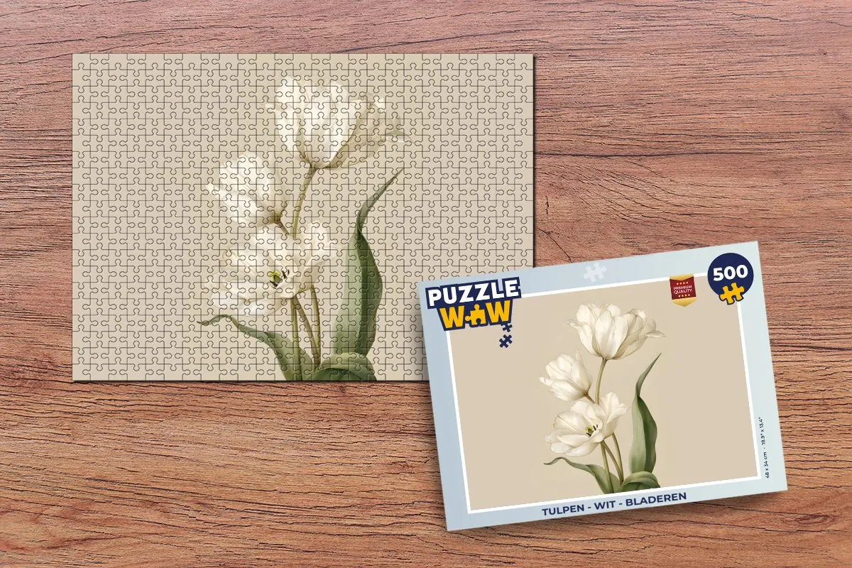 PuzzleWow Tulpen Legpuzzel 500 Stuks - Wit