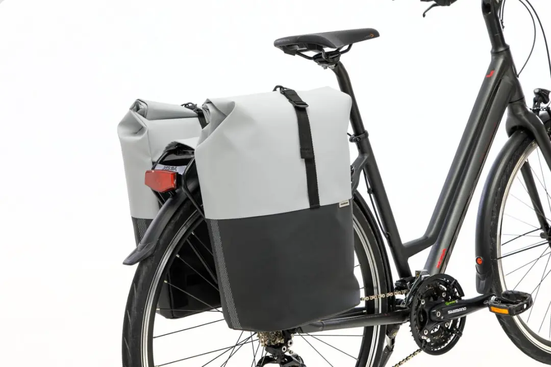 New Looxs Nyborg Double Dubbele Fietstas 34L - MIK Adapter - Zwart & Grijs - afbeelding 3 van 6