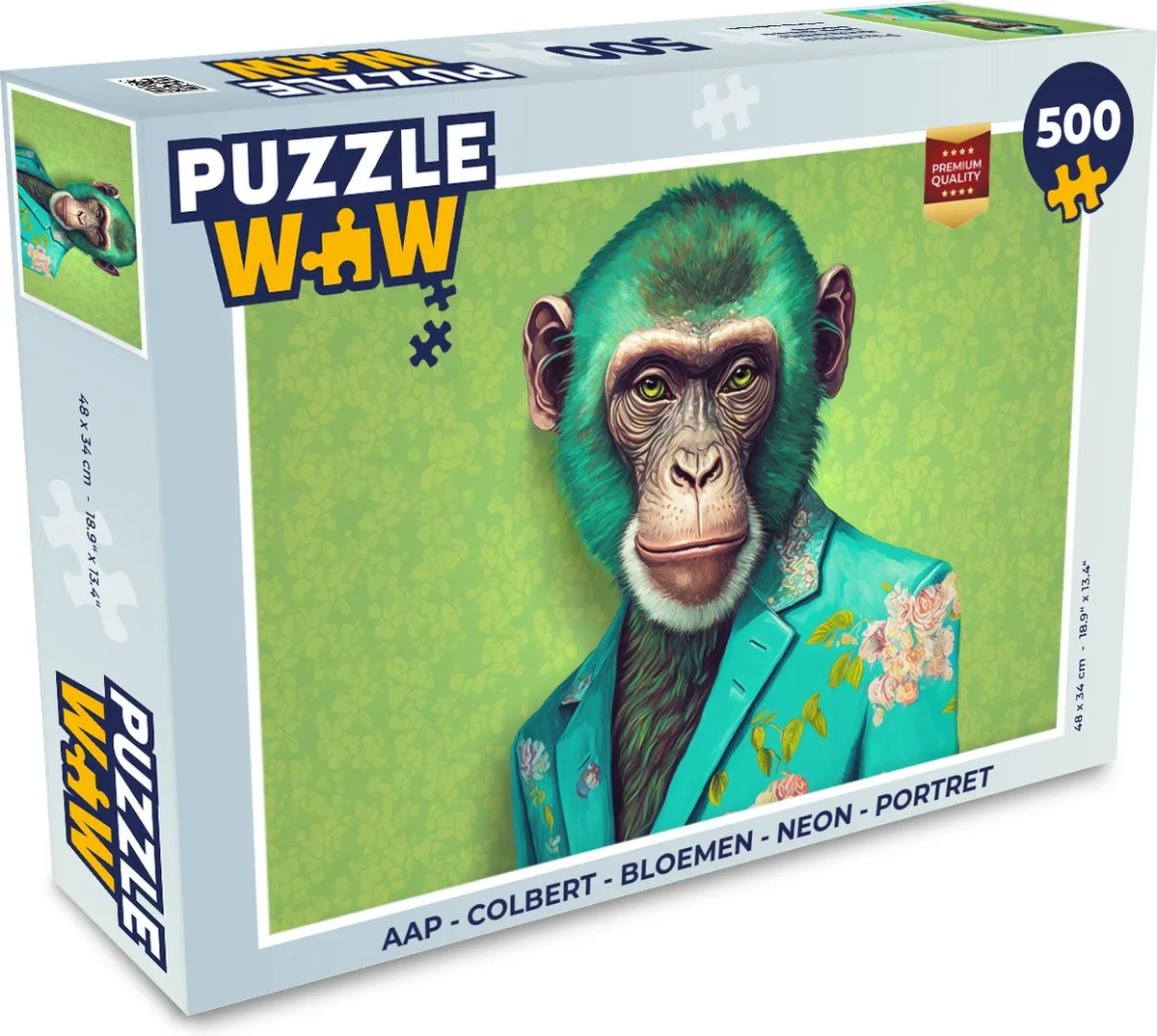 PuzzleWow Colbert Bloemen Neon Portret Legpuzzel 500 Stuks - Multicolor