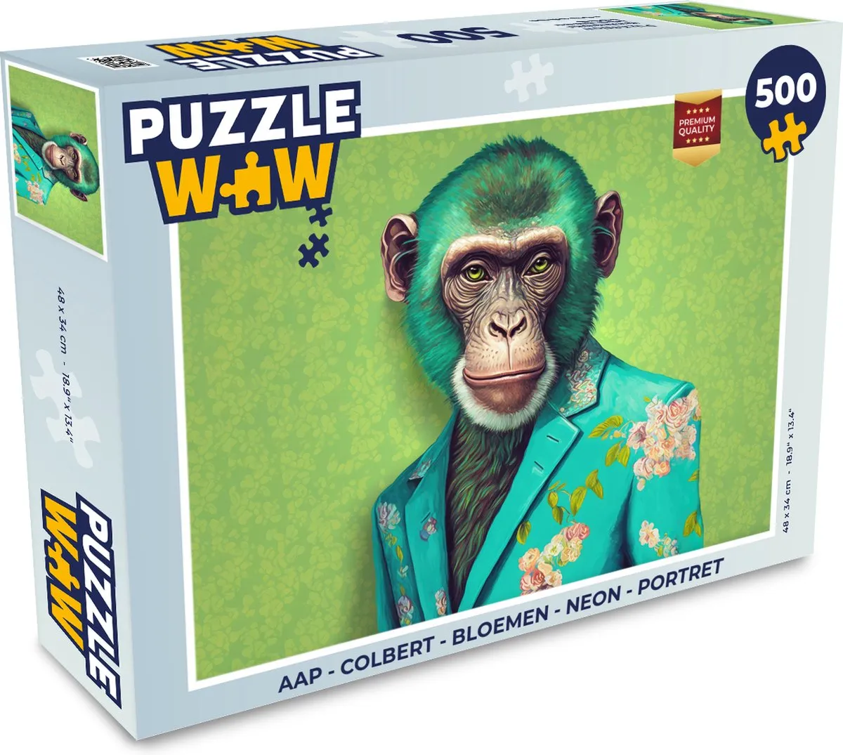 PuzzleWow Colbert Bloemen Neon Portret Legpuzzel 500 Stuks