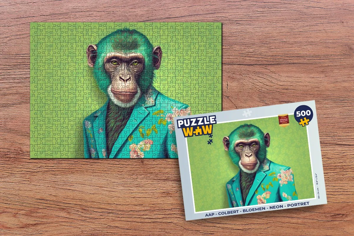 PuzzleWow Colbert Bloemen Neon Portret Legpuzzel 500 Stuks - Multicolor