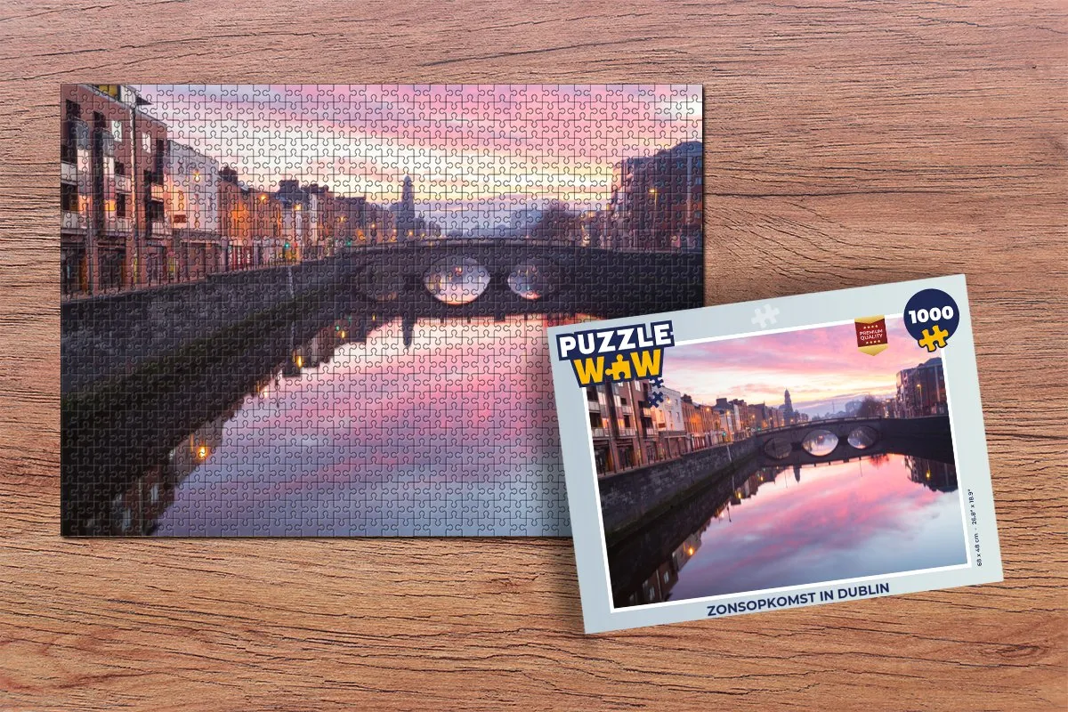PuzzleWow Legpuzzel Zonsopkomst in Dublin 1000 Stuks - Multicolor