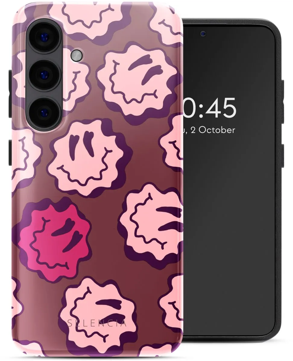 Selencia Hoesje Samsung Galaxy S24 Wavy Smiley Pink