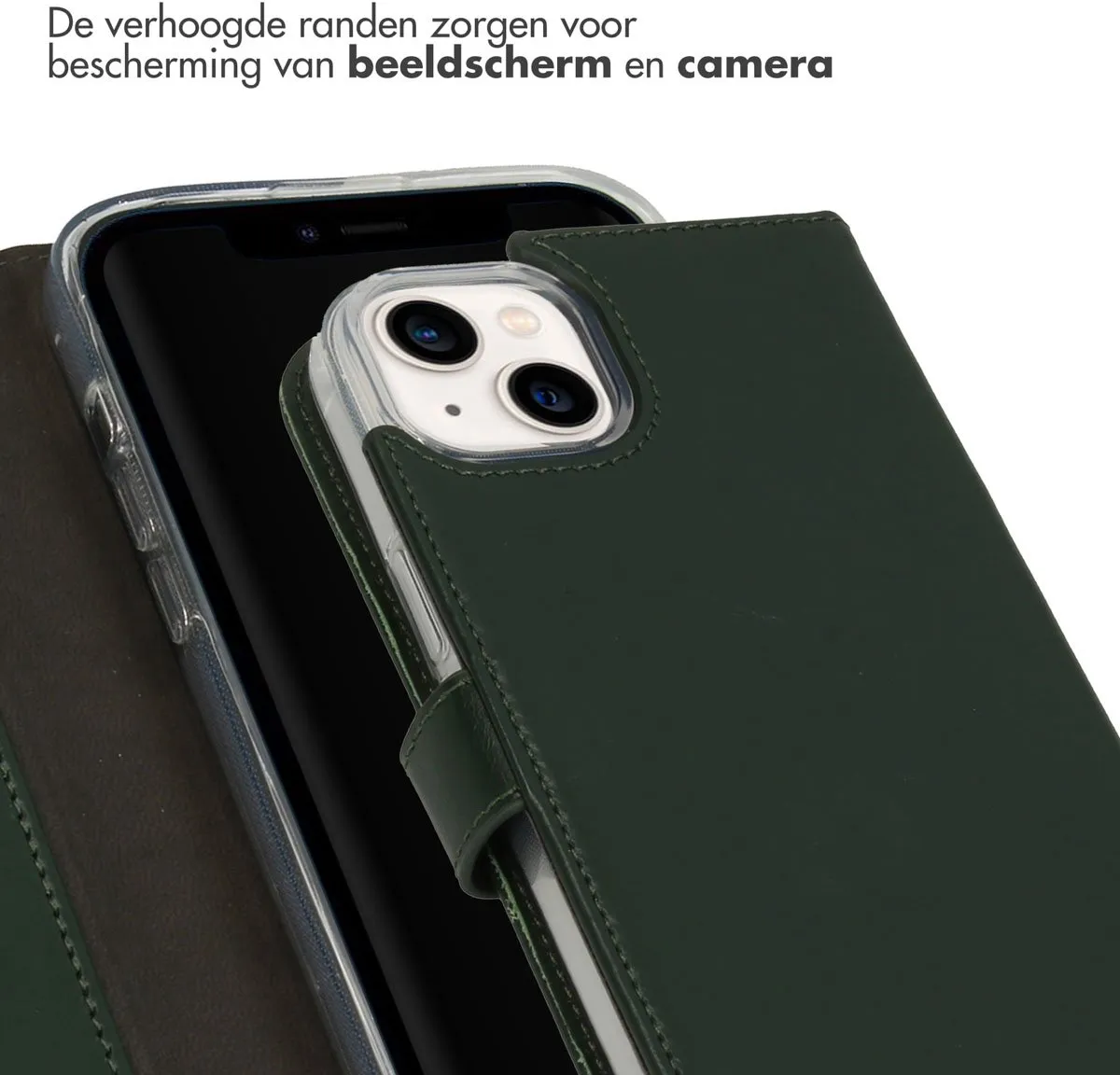 Selencia Hoesje iPhone 14 Plus Bookcase - Groen - 3 Pasjes