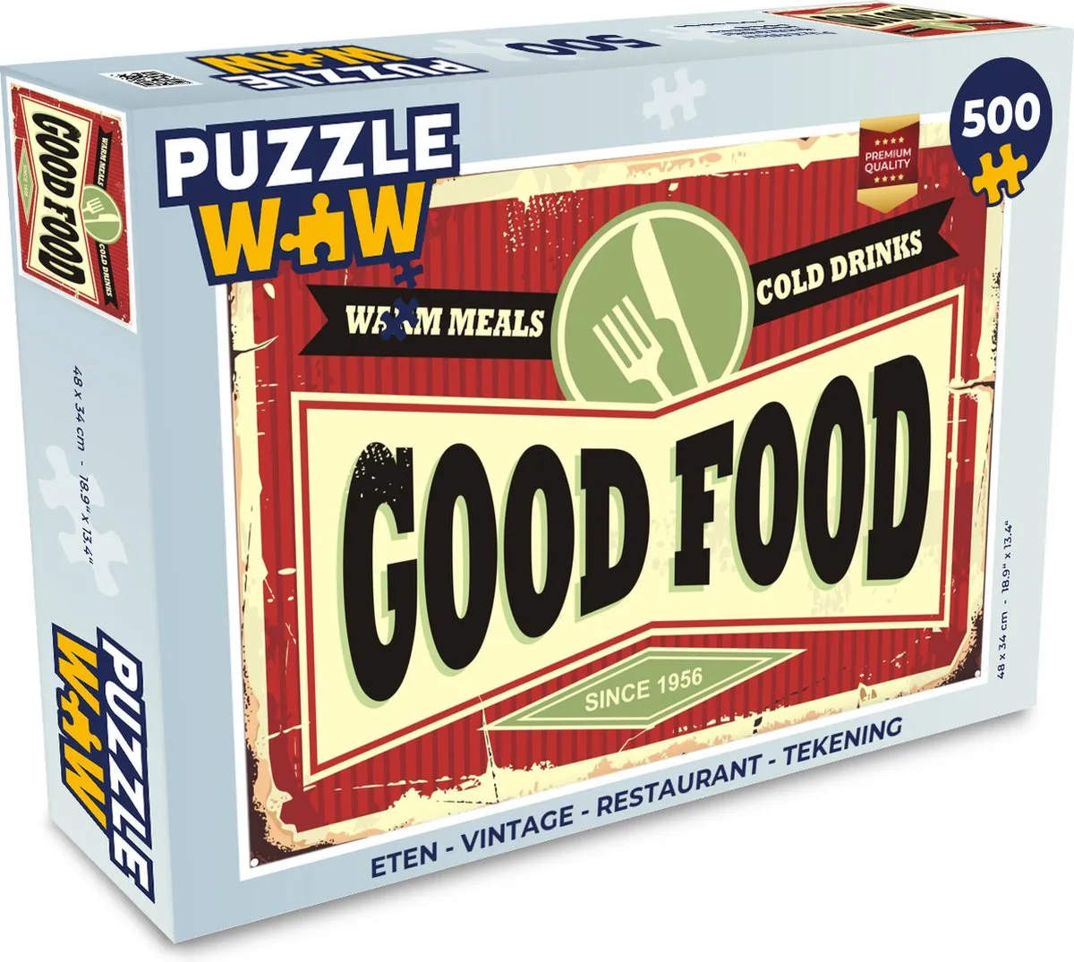 PuzzleWow Vintage Restaurant Tekening Legpuzzel 500 Stuks