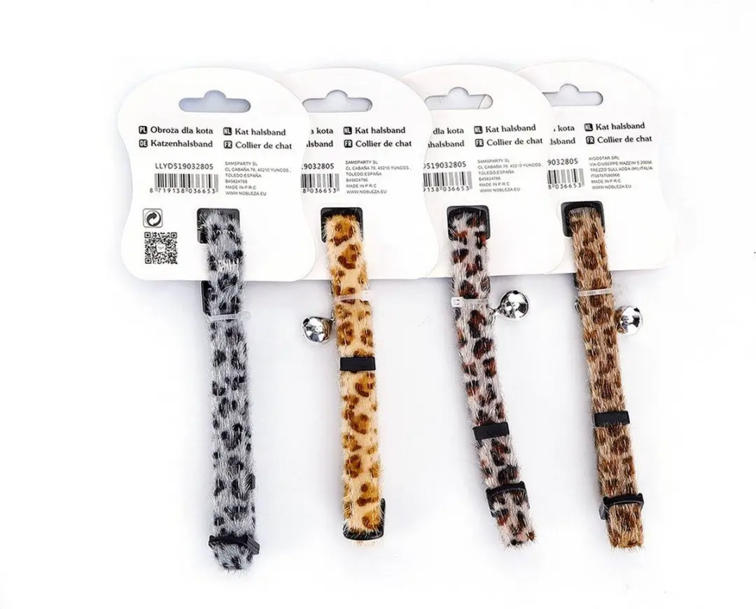 Nobleza Kattenhalsband Wit - Dierenprint Pluche