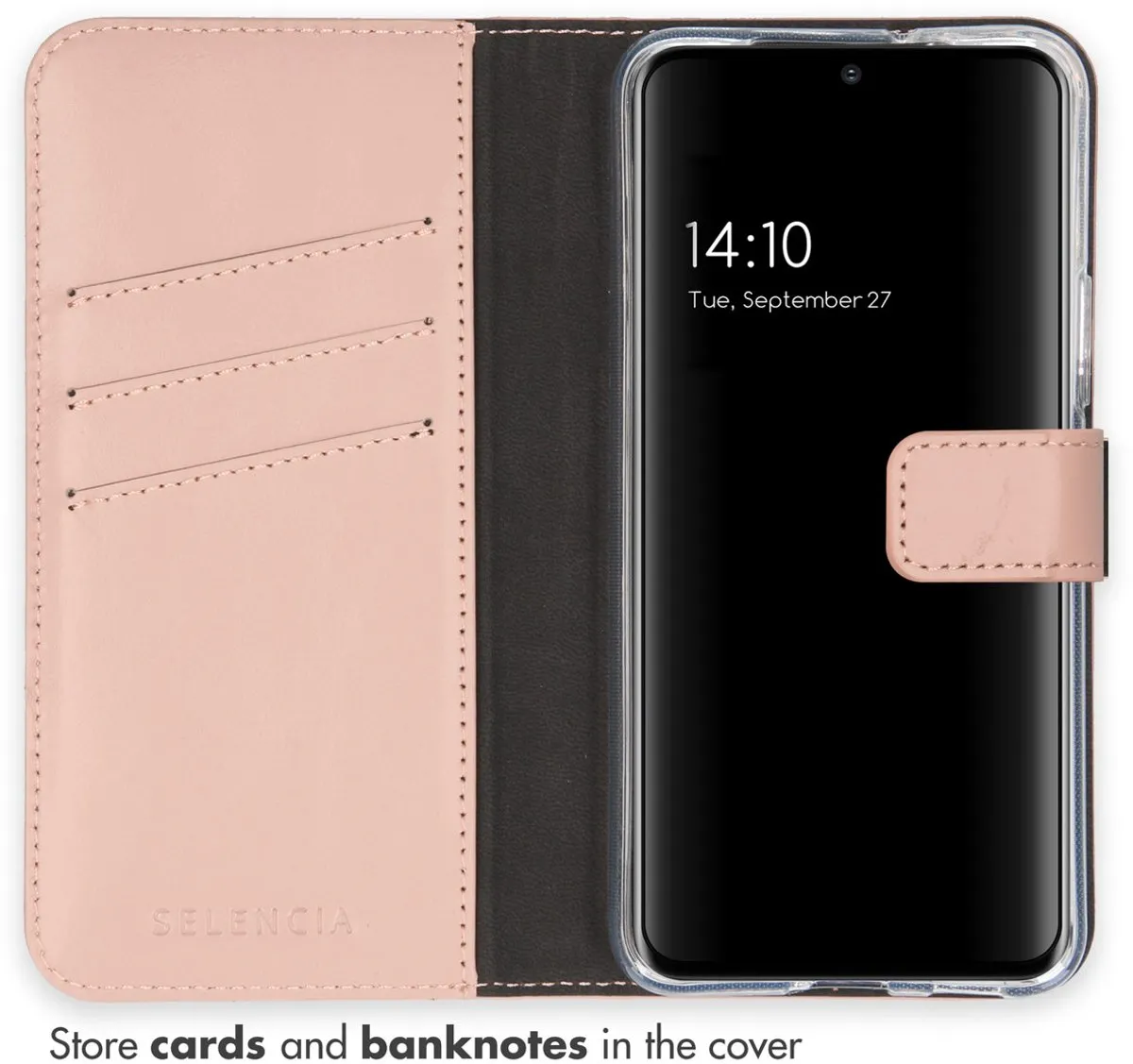 Selencia Hoesje Samsung Galaxy S22 - Roze Lederen Bookcase - 3 Pasjes