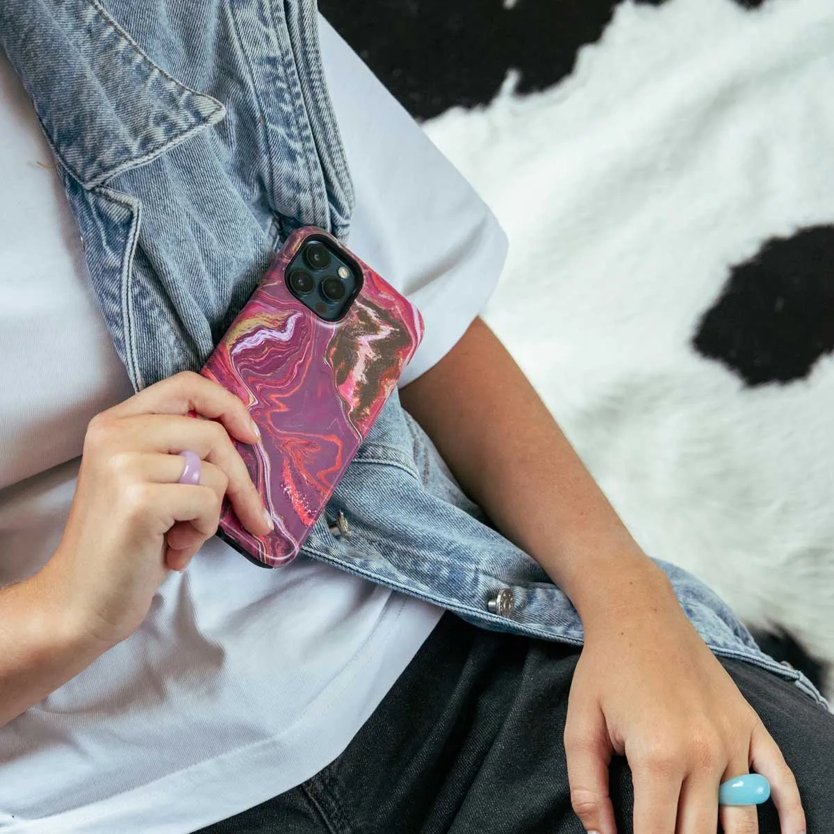 Selencia Hoesje Samsung Galaxy A15 Marble Purple - afbeelding 6 van 6