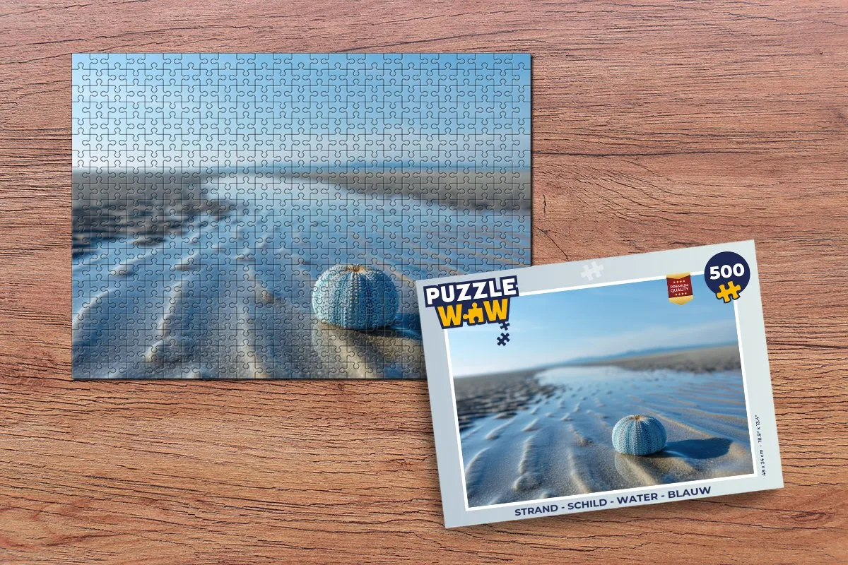 PuzzleWow Strand Schild Water Legpuzzel 500 Stuks - Blauw