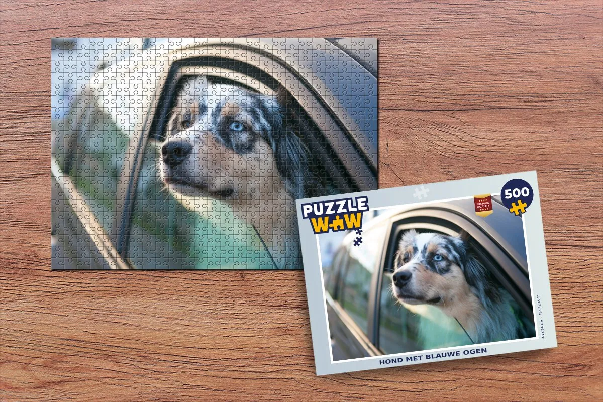 PuzzleWow Hond met Blauwe Ogen Legpuzzel 500 Stuks - Multicolor
