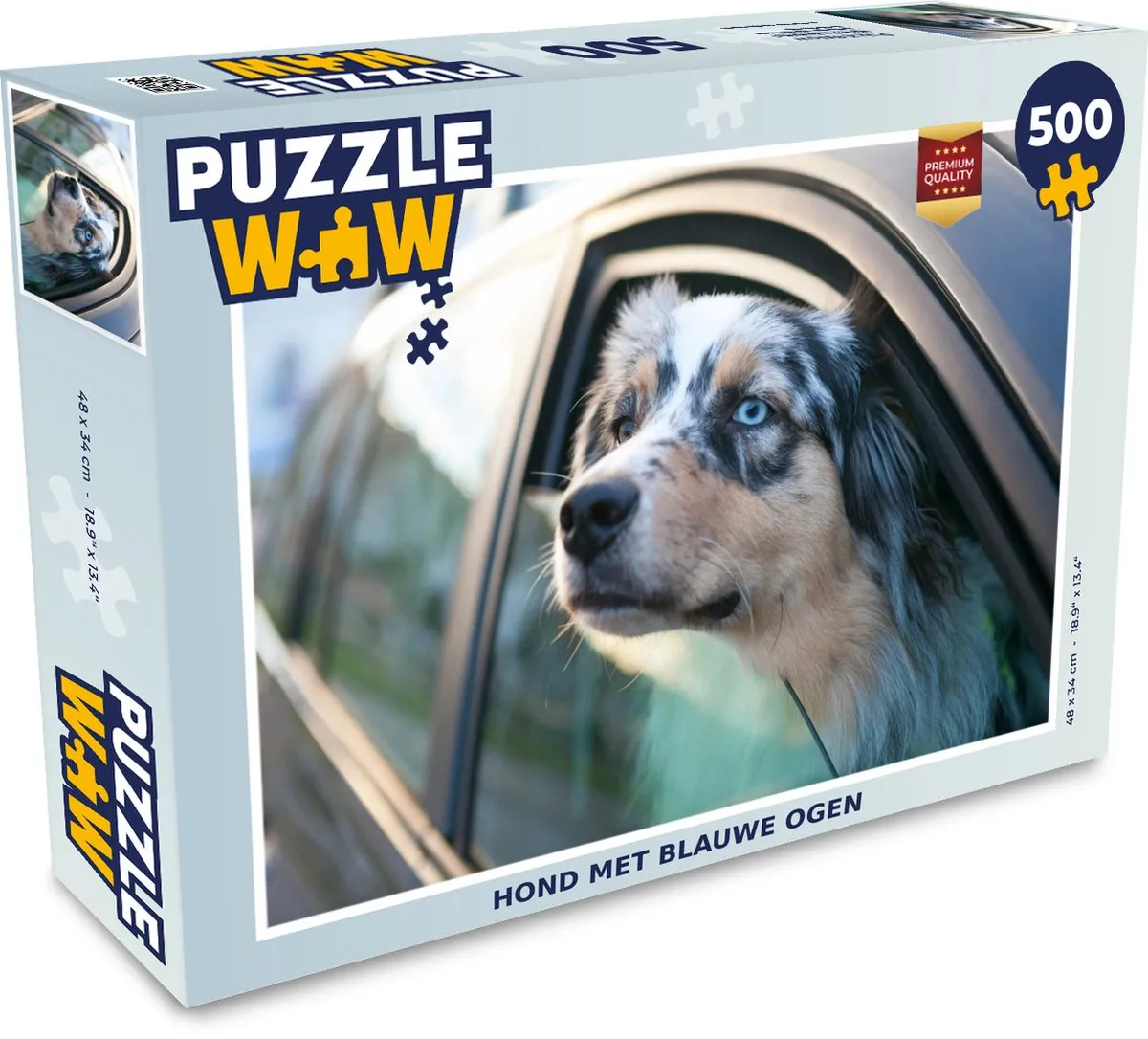 PuzzleWow Hond met Blauwe Ogen Legpuzzel 500 Stuks