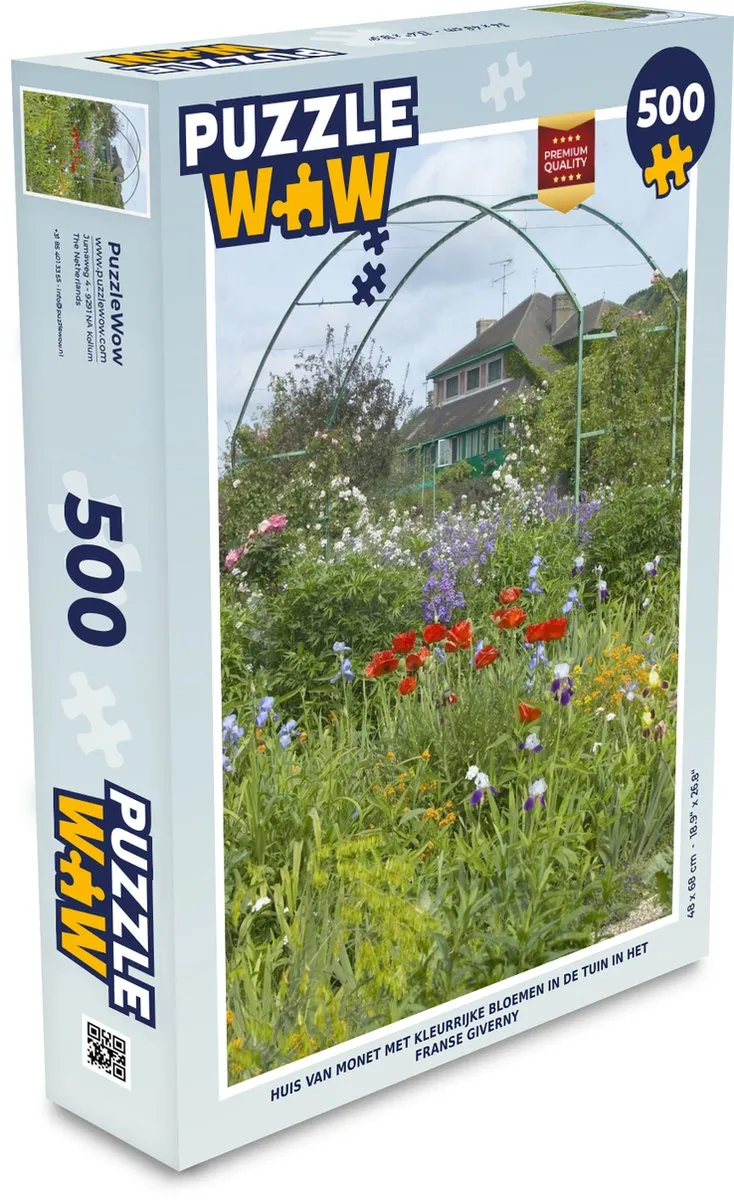 PuzzleWow Monet Franse Tuin Legpuzzel 500 Stuks - Multicolor