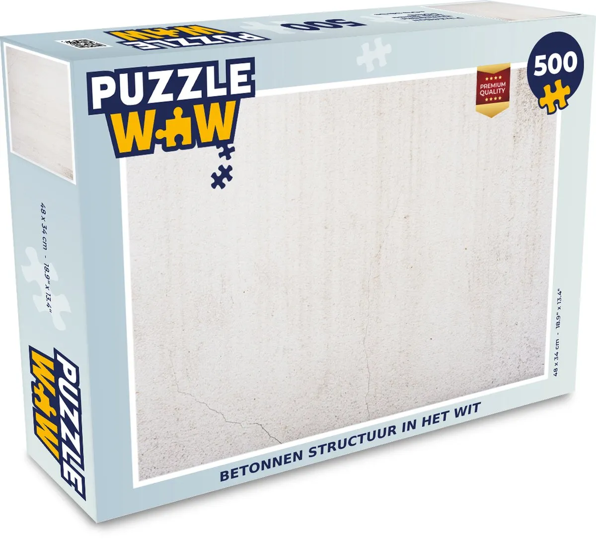 PuzzleWow Beton Muur Puzzel 500 Stuks - Wit - Multicolor