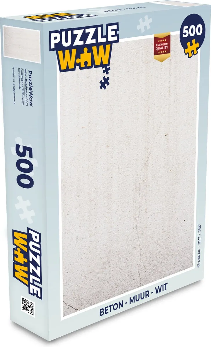PuzzleWow Beton Muur Puzzel 500 Stuks - Wit - Multicolor
