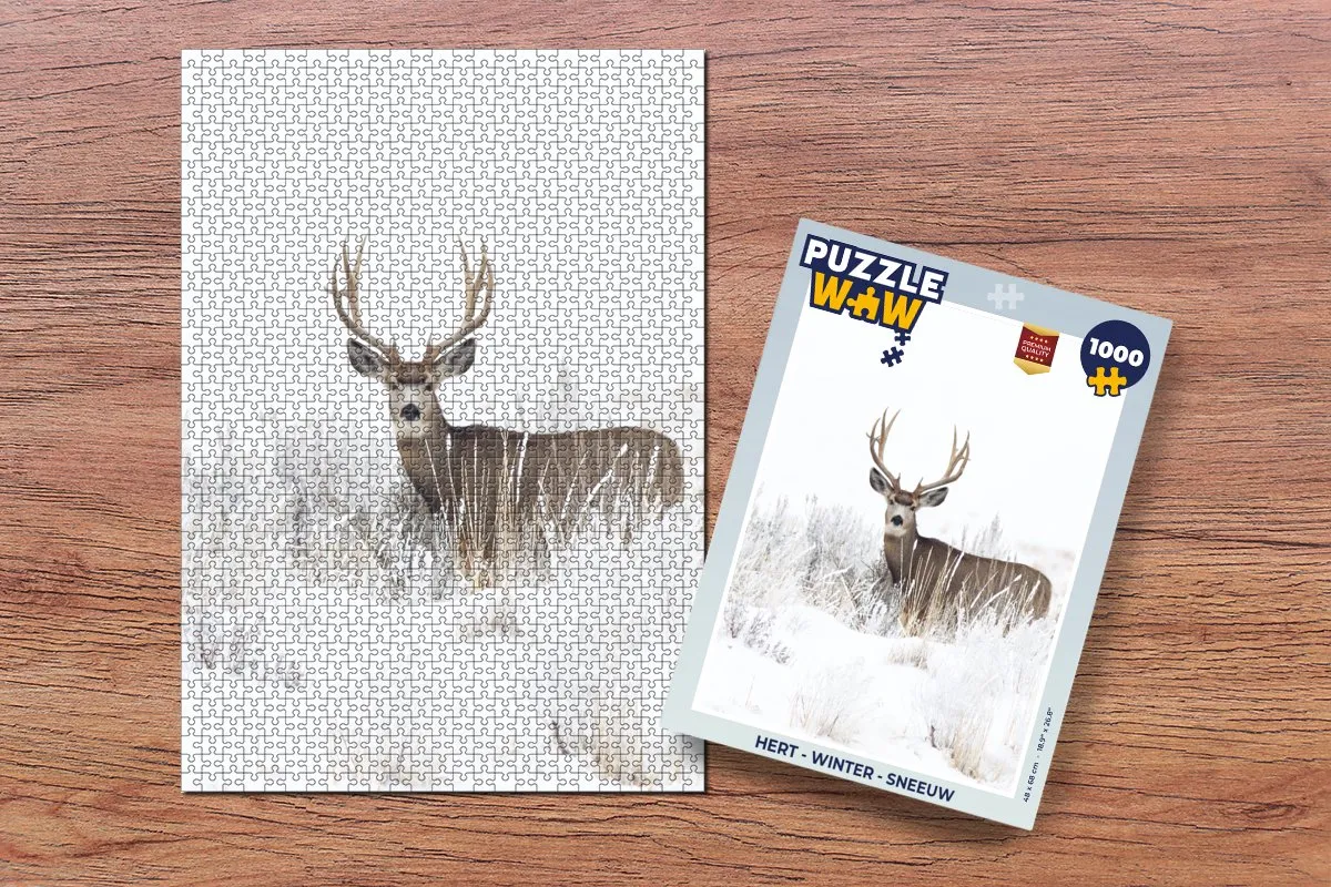 PuzzleWow Hert Winter Dieren Legpuzzel 1000 Stuks - Multicolor