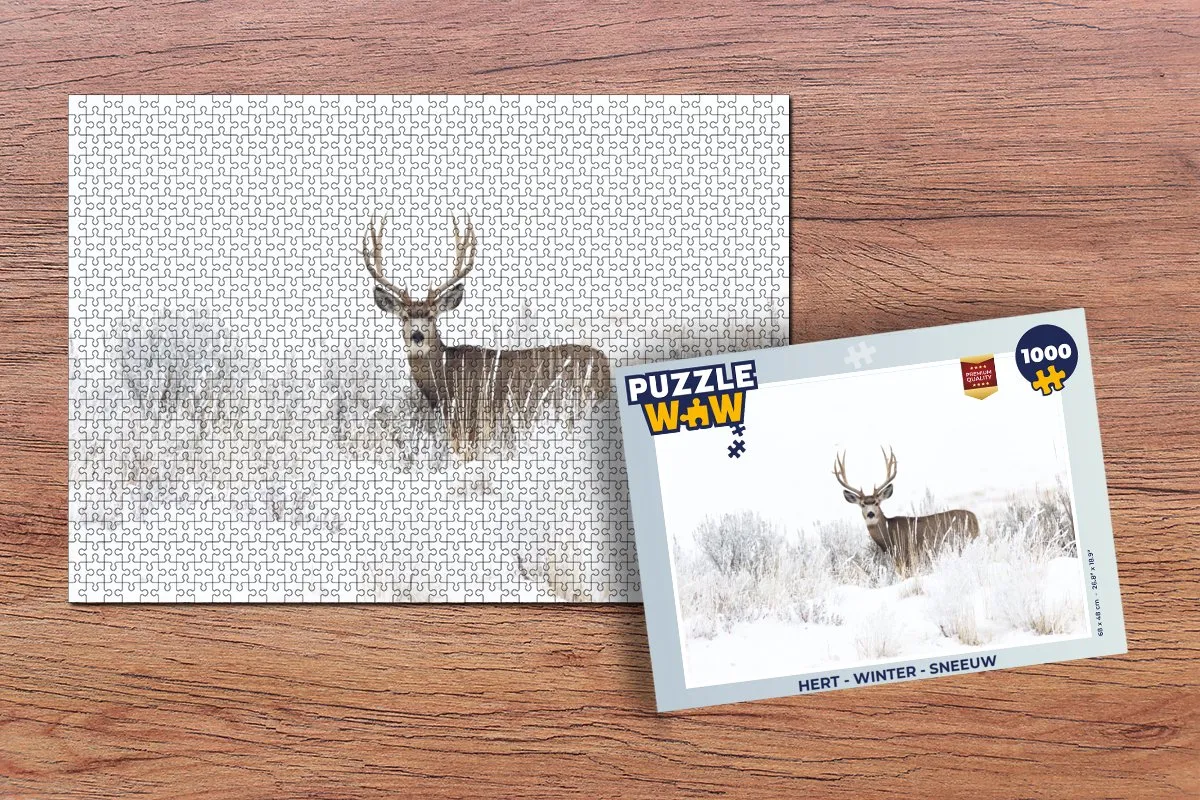 PuzzleWow Hert Winter Dieren Legpuzzel 1000 Stuks - Multicolor