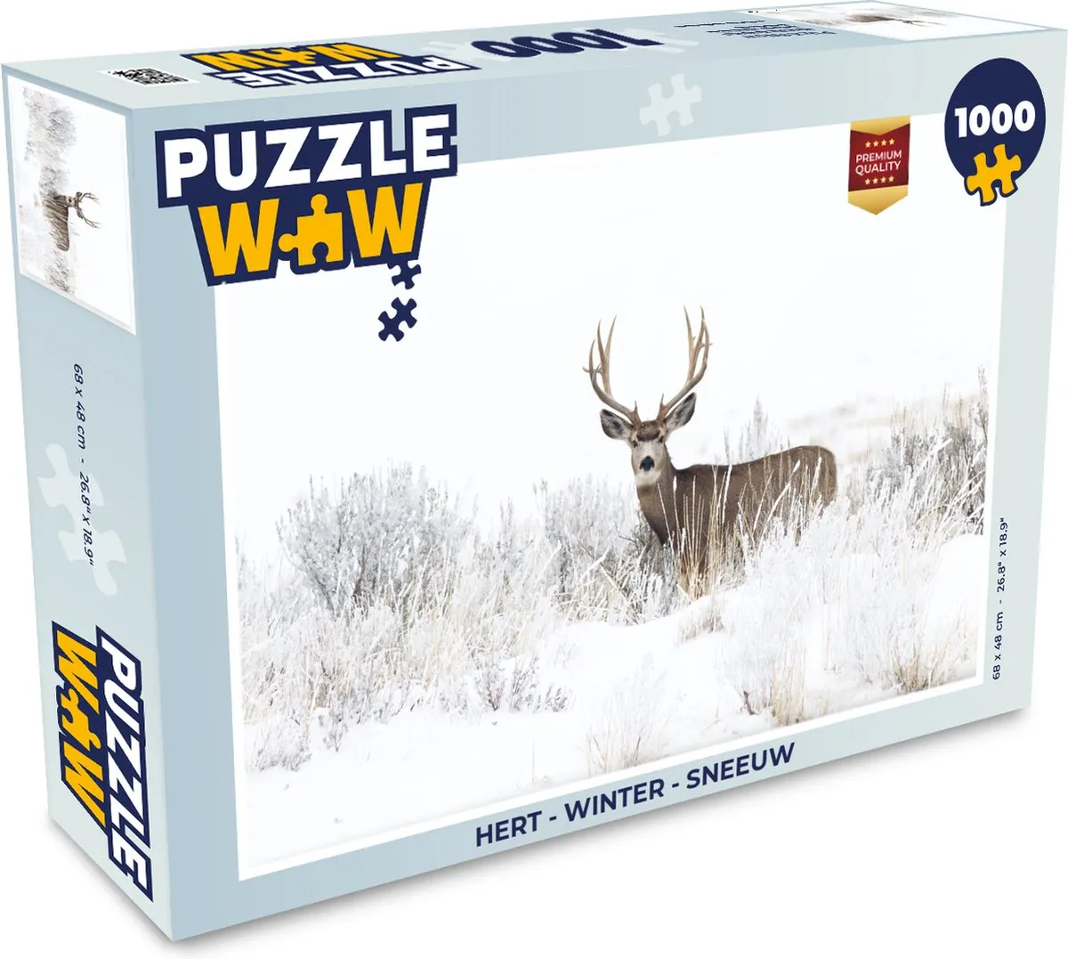 PuzzleWow Hert Winter Dieren Legpuzzel 1000 Stuks