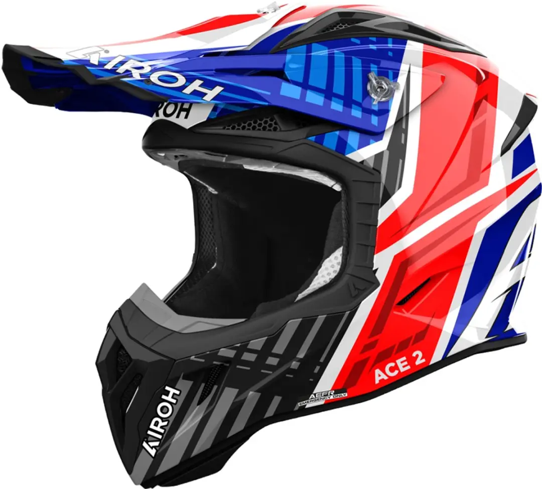 Airoh Aviator Ace 2 Proud Blauw Rood Glanzend Offroad Helm