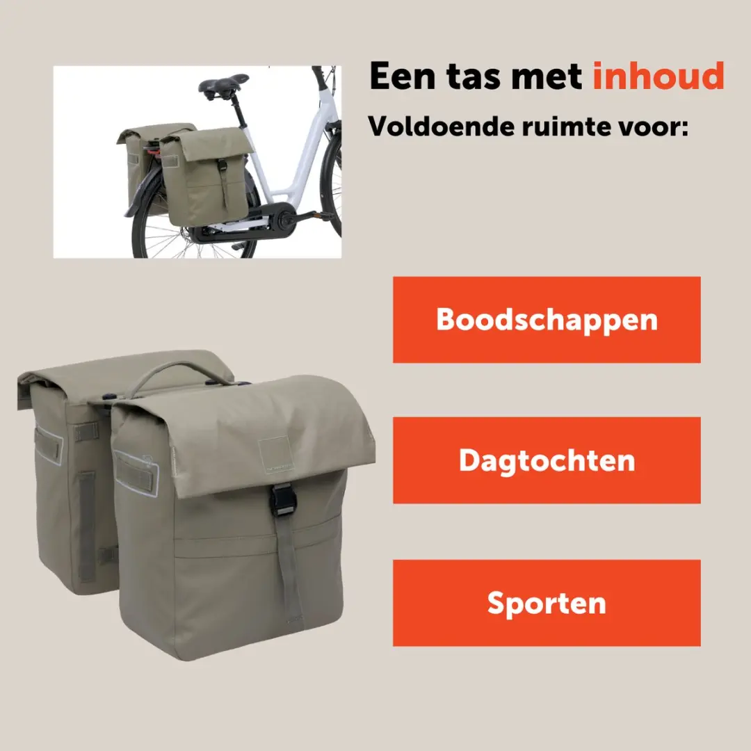 New Looxs Leeds Double MIK 2.0 Fietstas 38L - Taupe - afbeelding 3 van 6