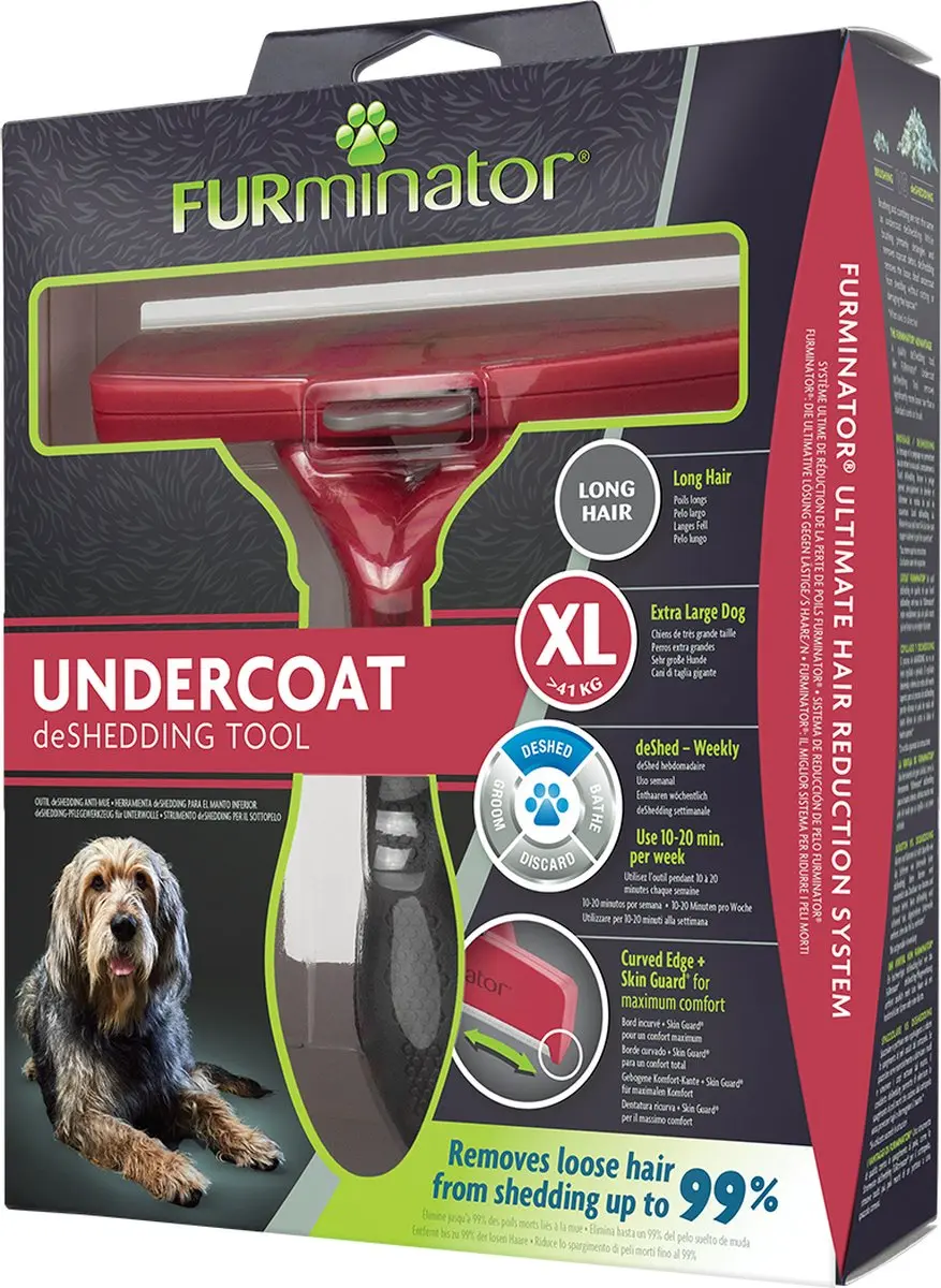 Furminator Deshedding Tool XL Lang Haar - Rood