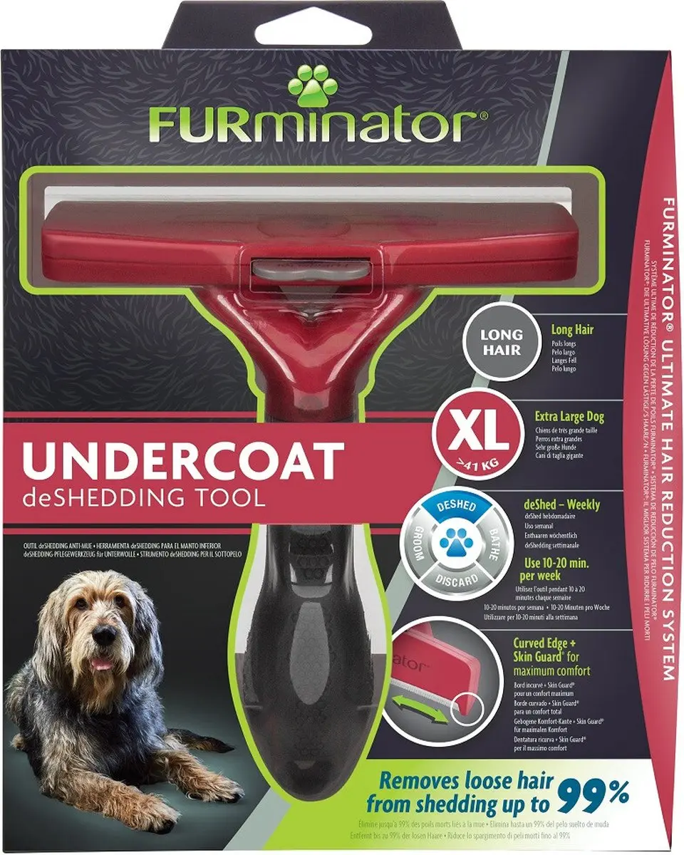 Furminator Deshedding Tool XL Lang Haar - Rood