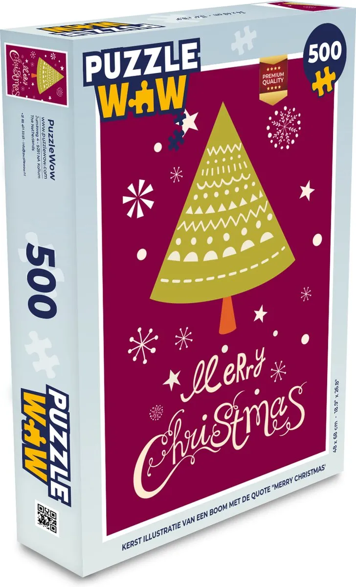 PuzzleWow Kerstboom Sneeuw Legpuzzel 500 Stuks