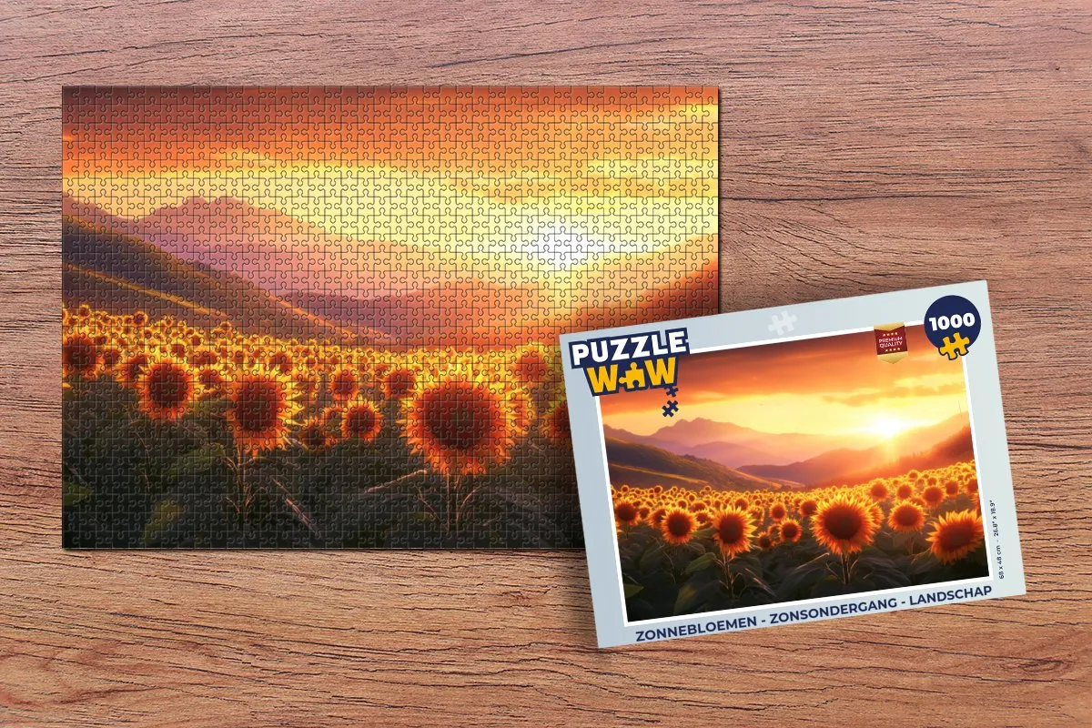 PuzzleWow Zonnebloemen Landschap Puzzel 1000 Stuks
