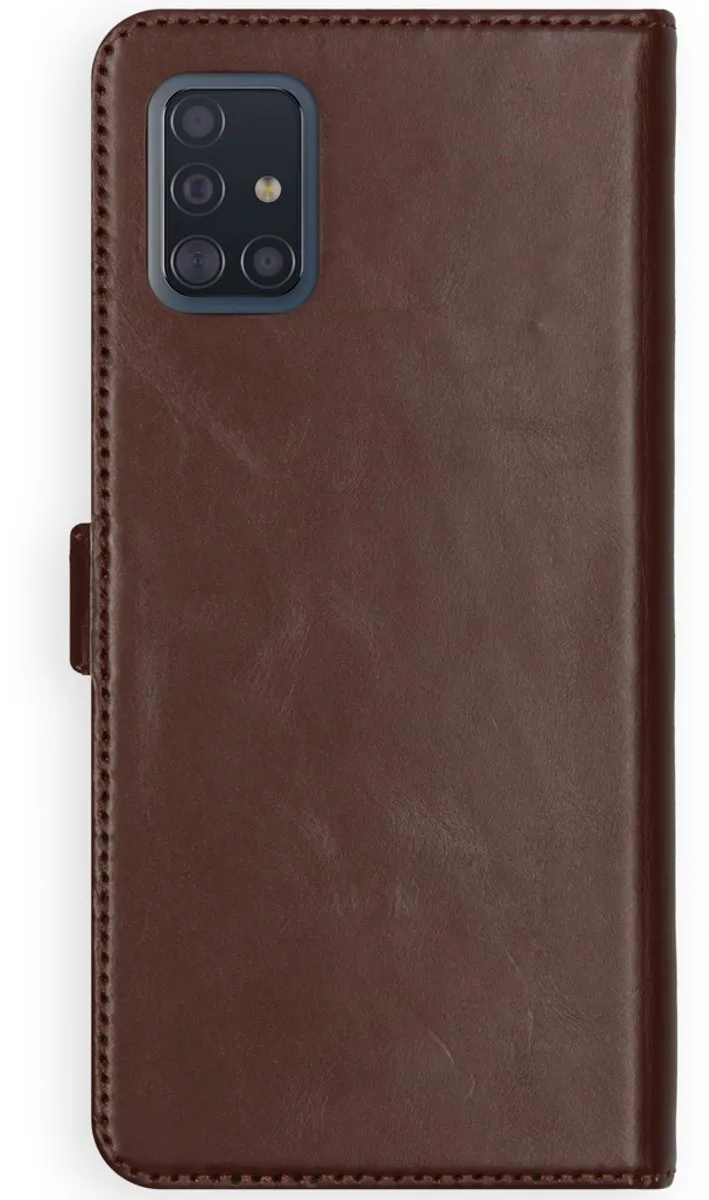 Selencia Hoesje Samsung Galaxy A51 - Echt Lederen Bookcase Bruin