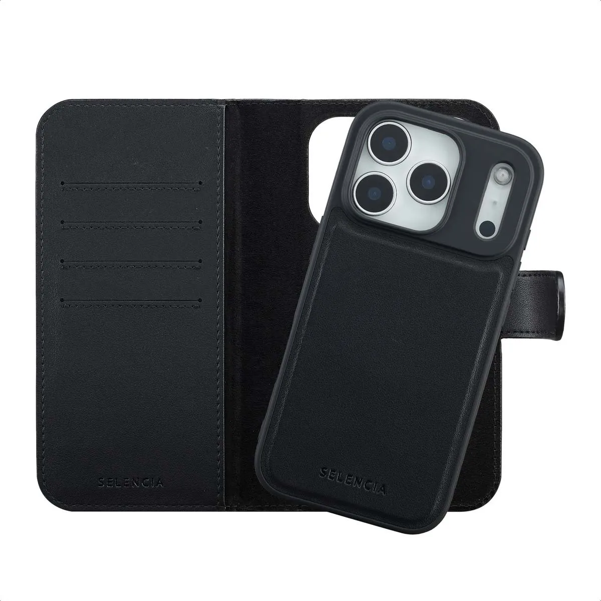 Selencia Hoesje iPhone 17 Pro MagSafe - 6 Pasjes - Zwart