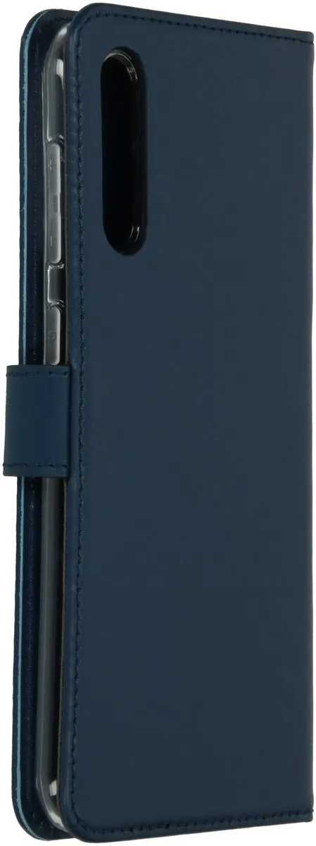 Selencia Hoesje Samsung Galaxy A30s/A50 - Echt Lederen Bookcase 3 Pasjes - Blauw