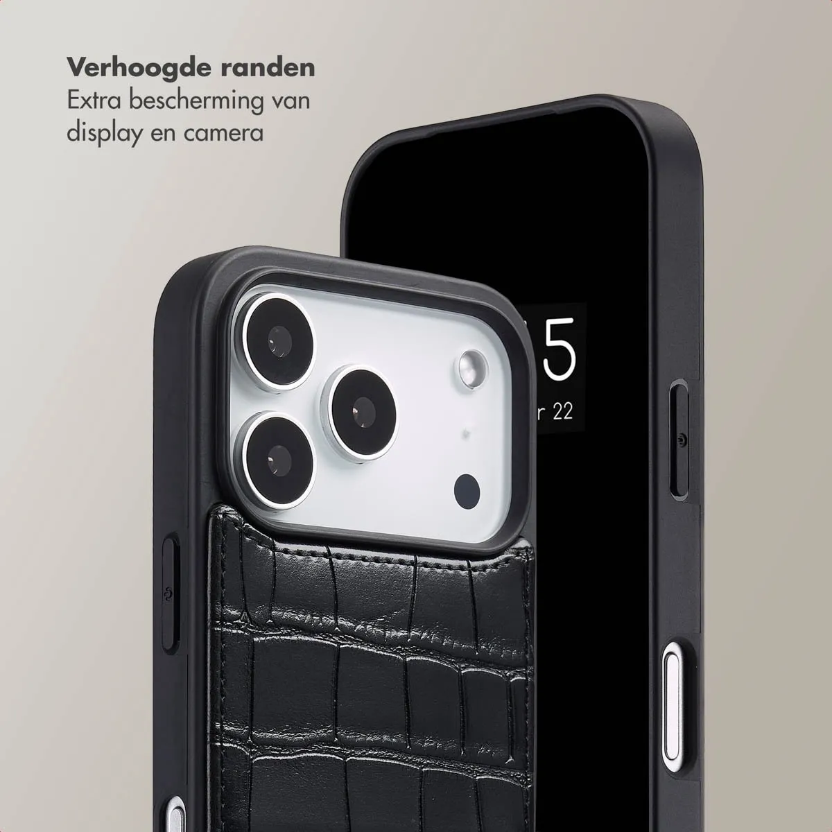 Selencia Hoesje iPhone 17 Pro Croco Zwart - 2 Pasjes