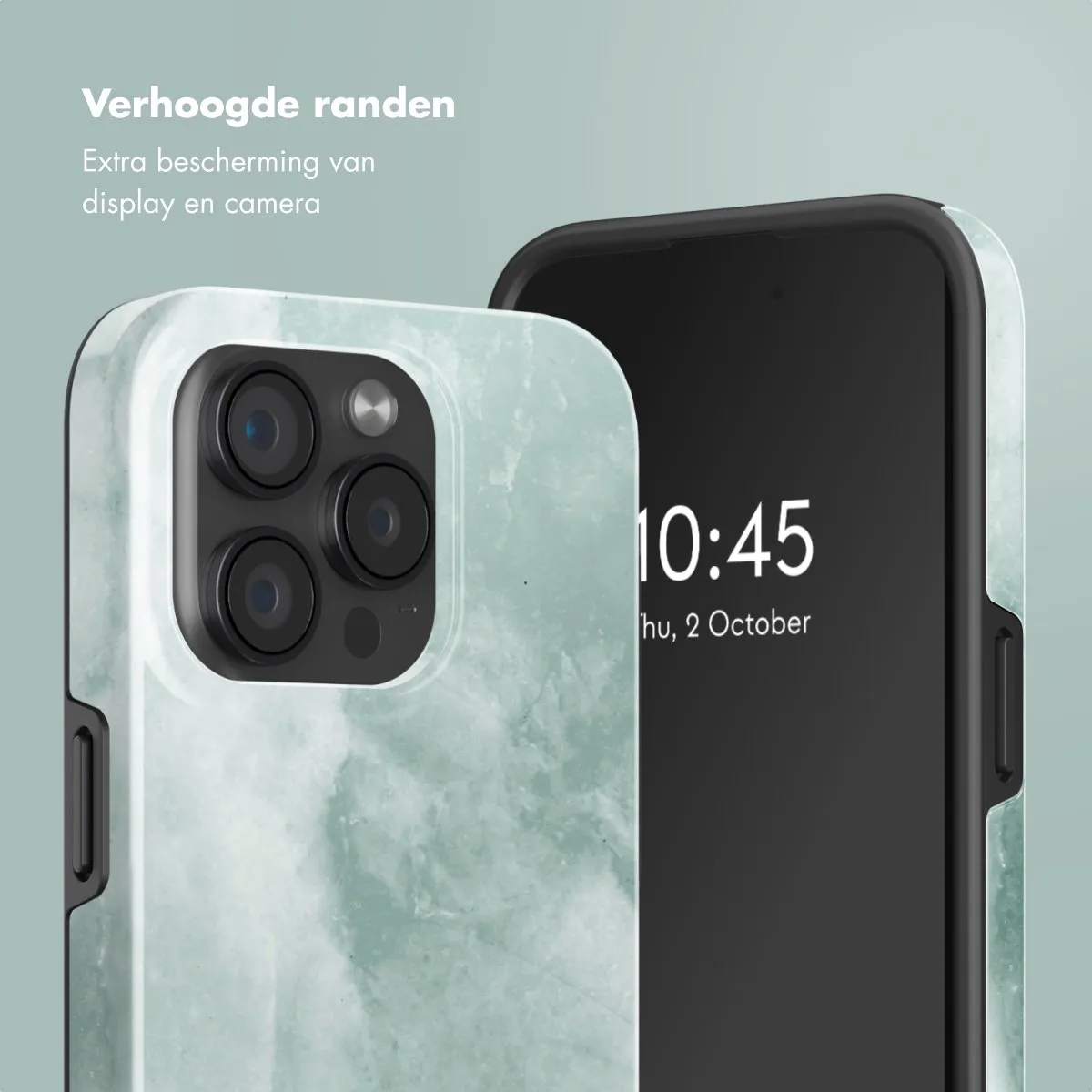 Selencia Hoesje iPhone 15 Pro - MagSafe - Marble Grayed Jade