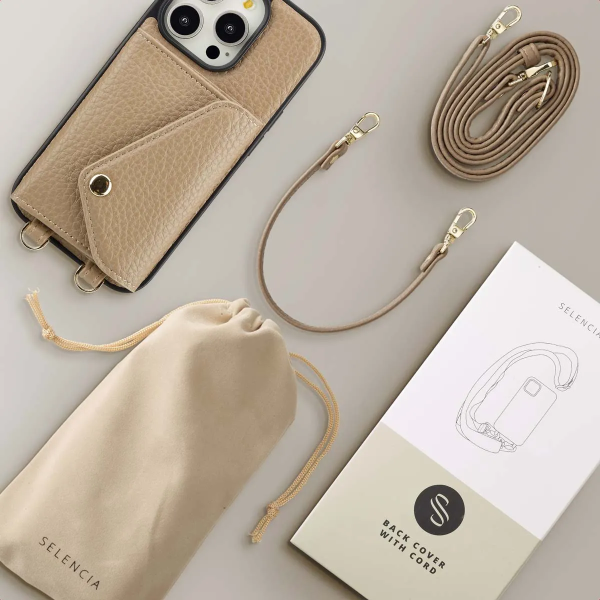 Selencia Hoesje iPhone 14 Pro - Taupe - 3 Pasjes - afbeelding 6 van 6