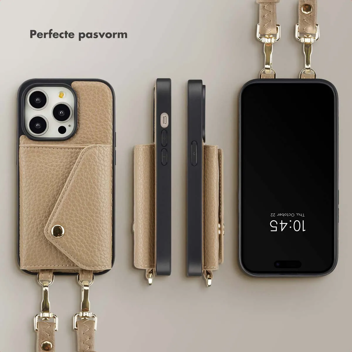 Selencia Hoesje iPhone 14 Pro - Taupe - 3 Pasjes