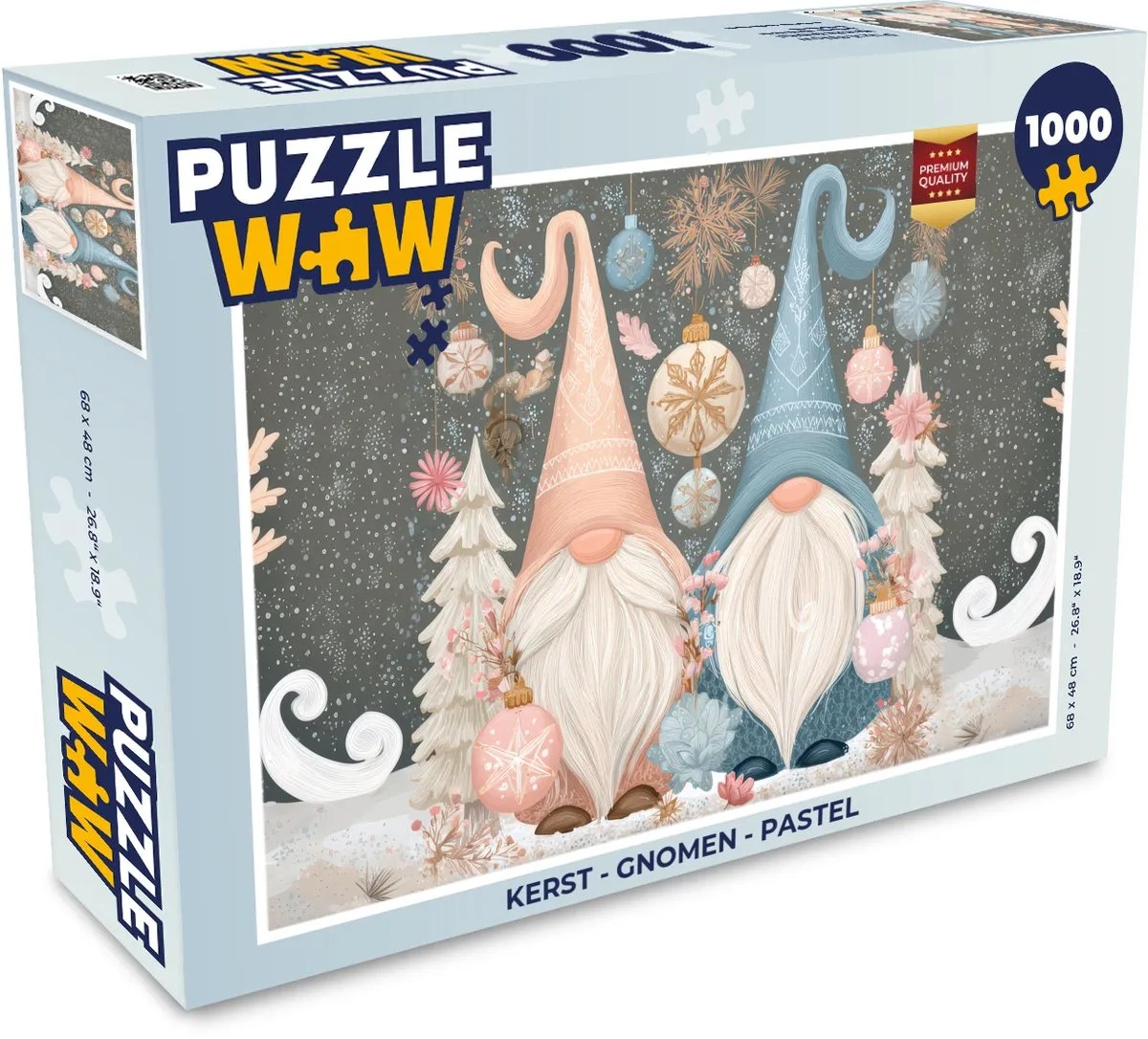 PuzzleWow Kerstgnomen Pastel Puzzle 1000 Stuks
