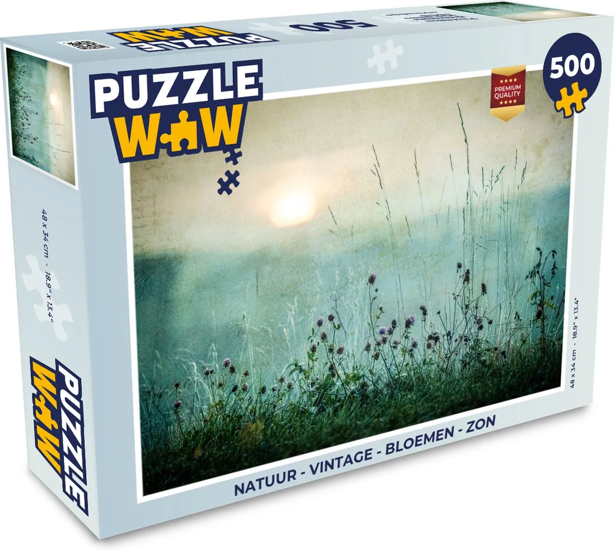 PuzzleWow Natuur Vintage Bloemen Zon Legpuzzel 500 Stuks