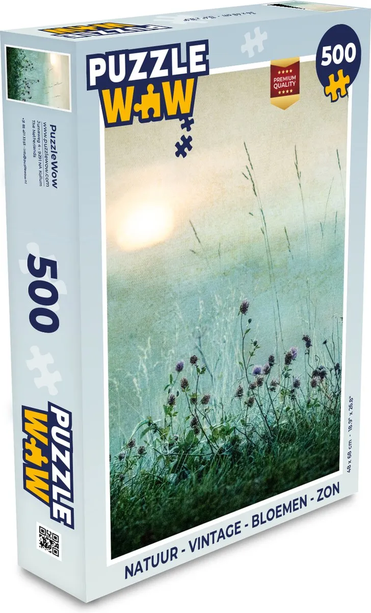 PuzzleWow Natuur Vintage Bloemen Zon Legpuzzel 500 Stuks - Multicolor