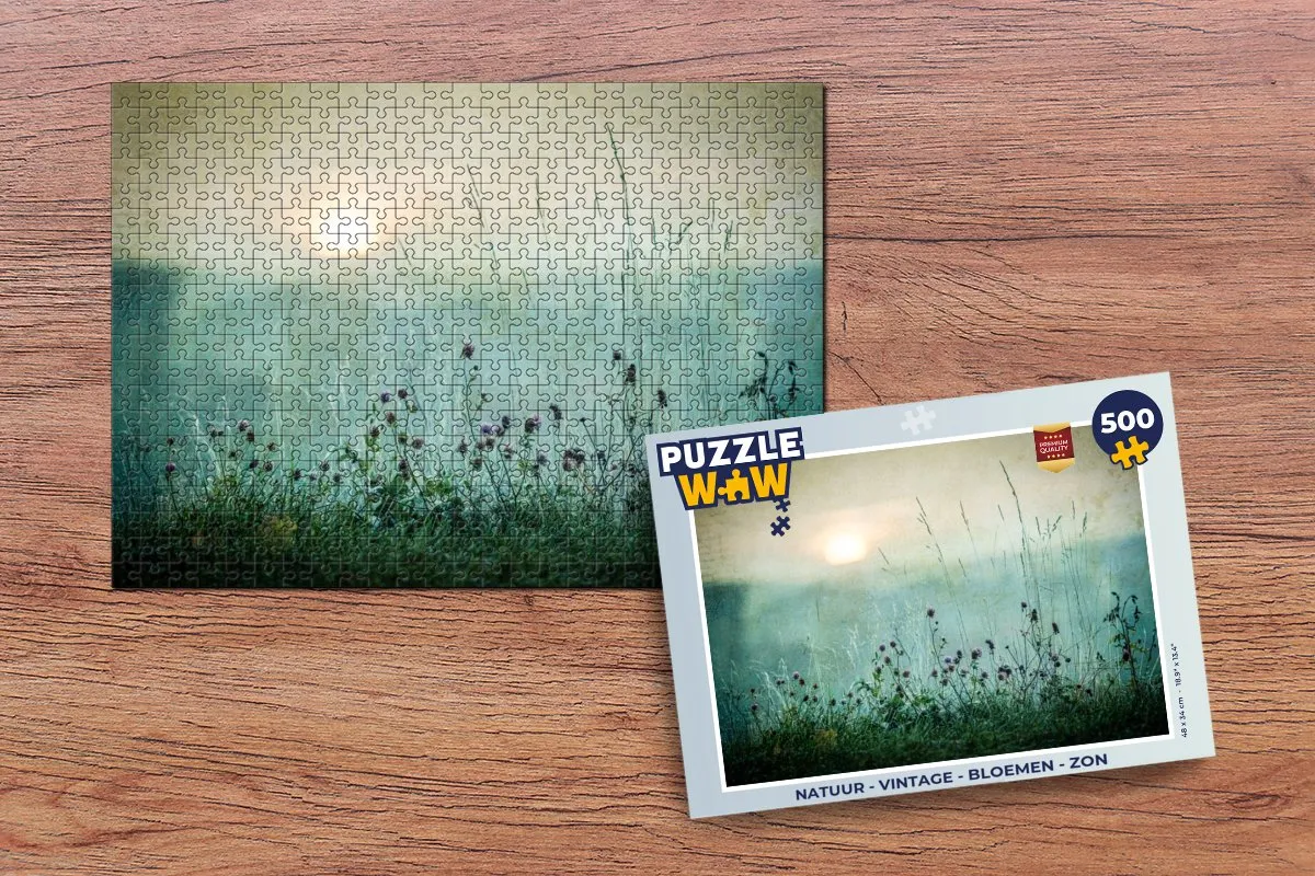 PuzzleWow Natuur Vintage Bloemen Zon Legpuzzel 500 Stuks - Multicolor