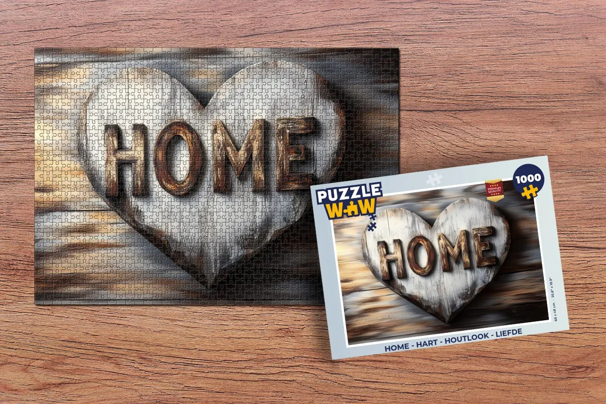 PuzzleWow Hart Houtlook Legpuzzel 1000 Stuks