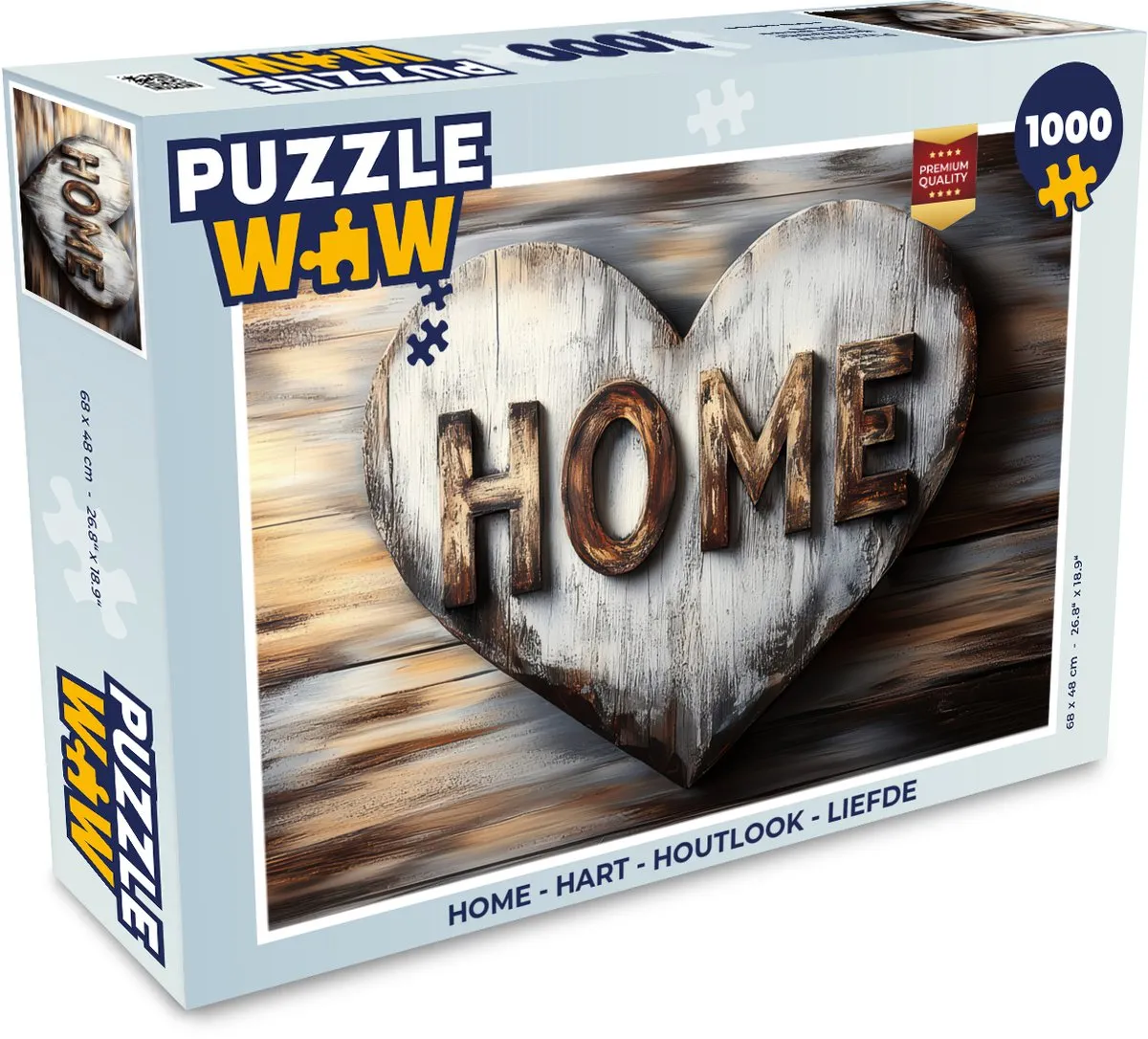 PuzzleWow Hart Houtlook Legpuzzel 1000 Stuks