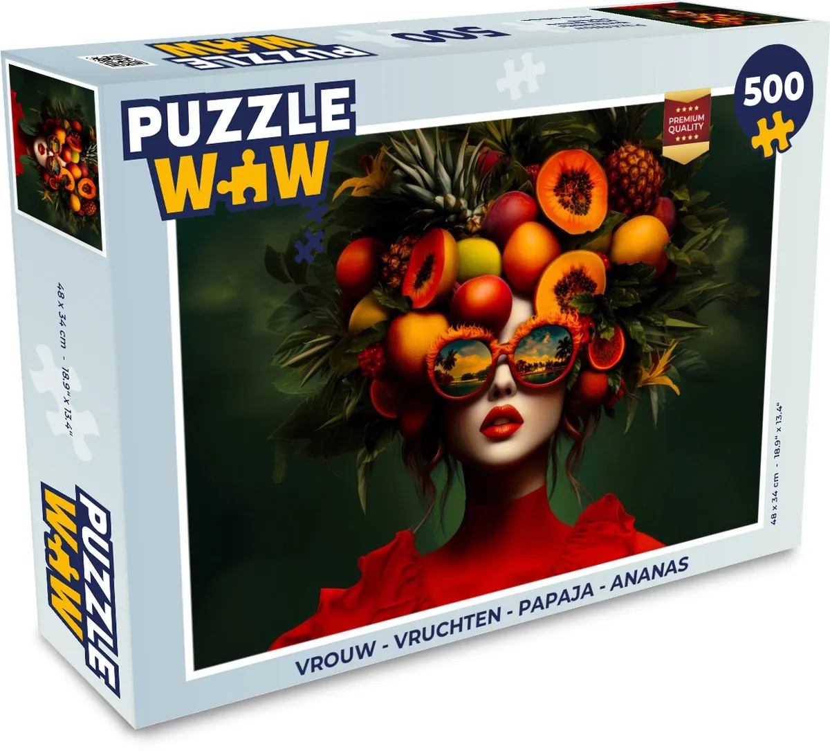 PuzzleWow Vruchten Legpuzzel 500 Stuks - Papaja/Ananas