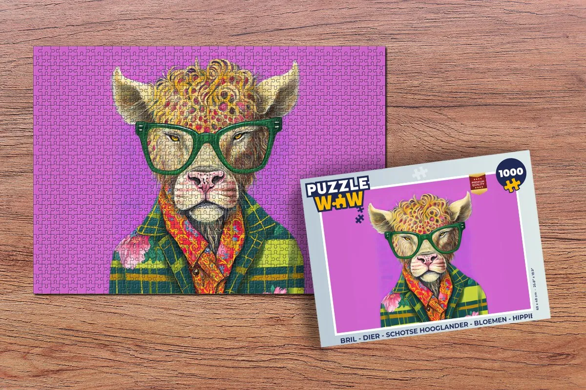 PuzzleWow Dier Schotse Hooglander Legpuzzel 1000 Stuks - Multicolor