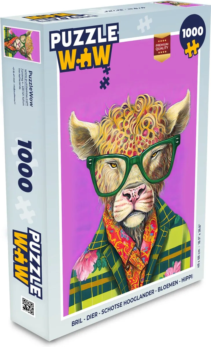 PuzzleWow Dier Schotse Hooglander Legpuzzel 1000 Stuks - Multicolor