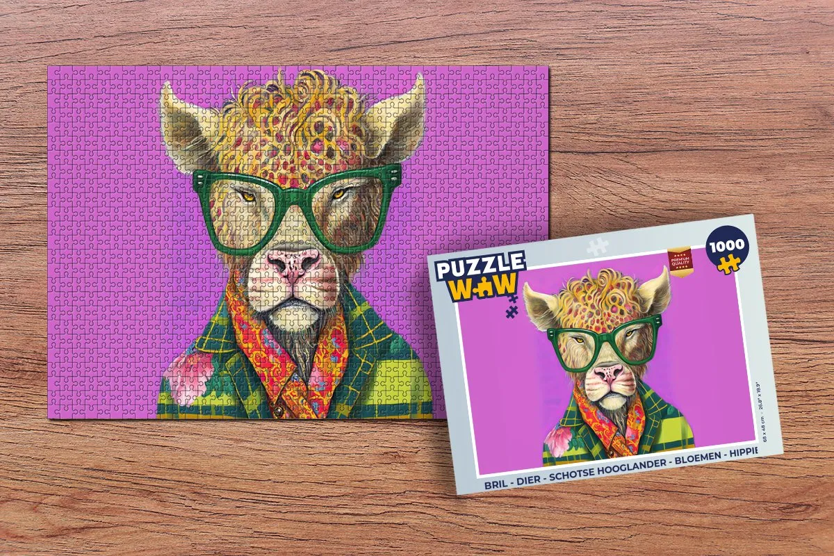 PuzzleWow Dier Schotse Hooglander Legpuzzel 1000 Stuks - Multicolor