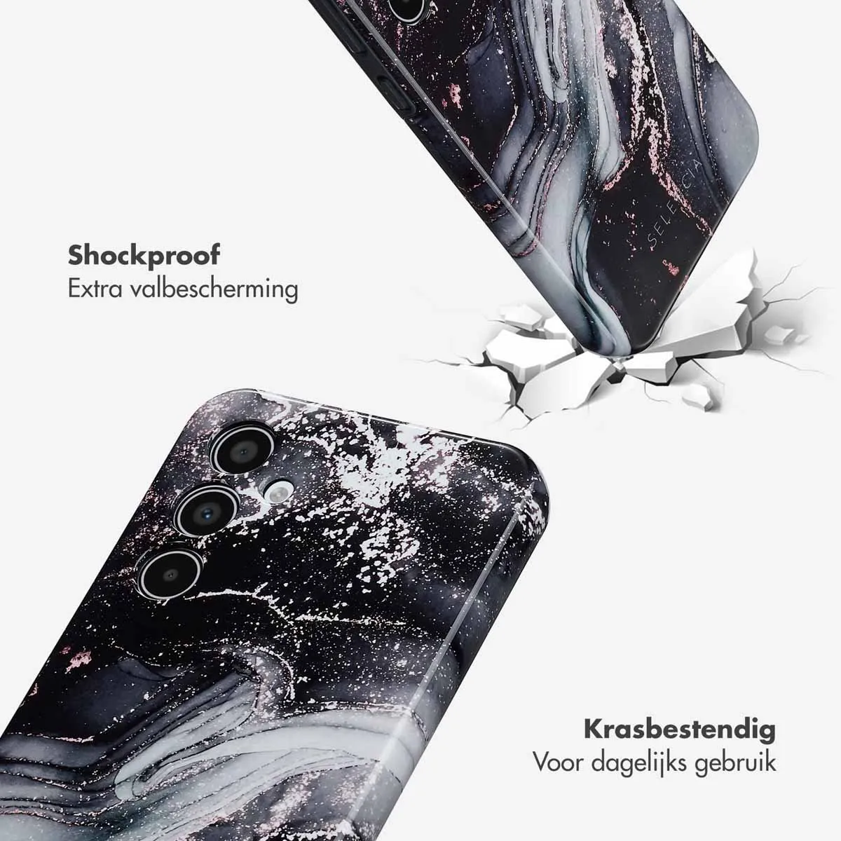 Selencia Hoesje Samsung Galaxy A35 - Chic Marble Black - afbeelding 6 van 6