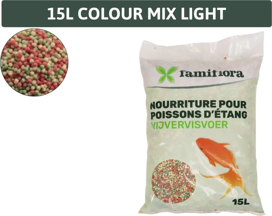 Famiflora Colour Mix Light Vissenvoer 15L - Vijverkorrels
