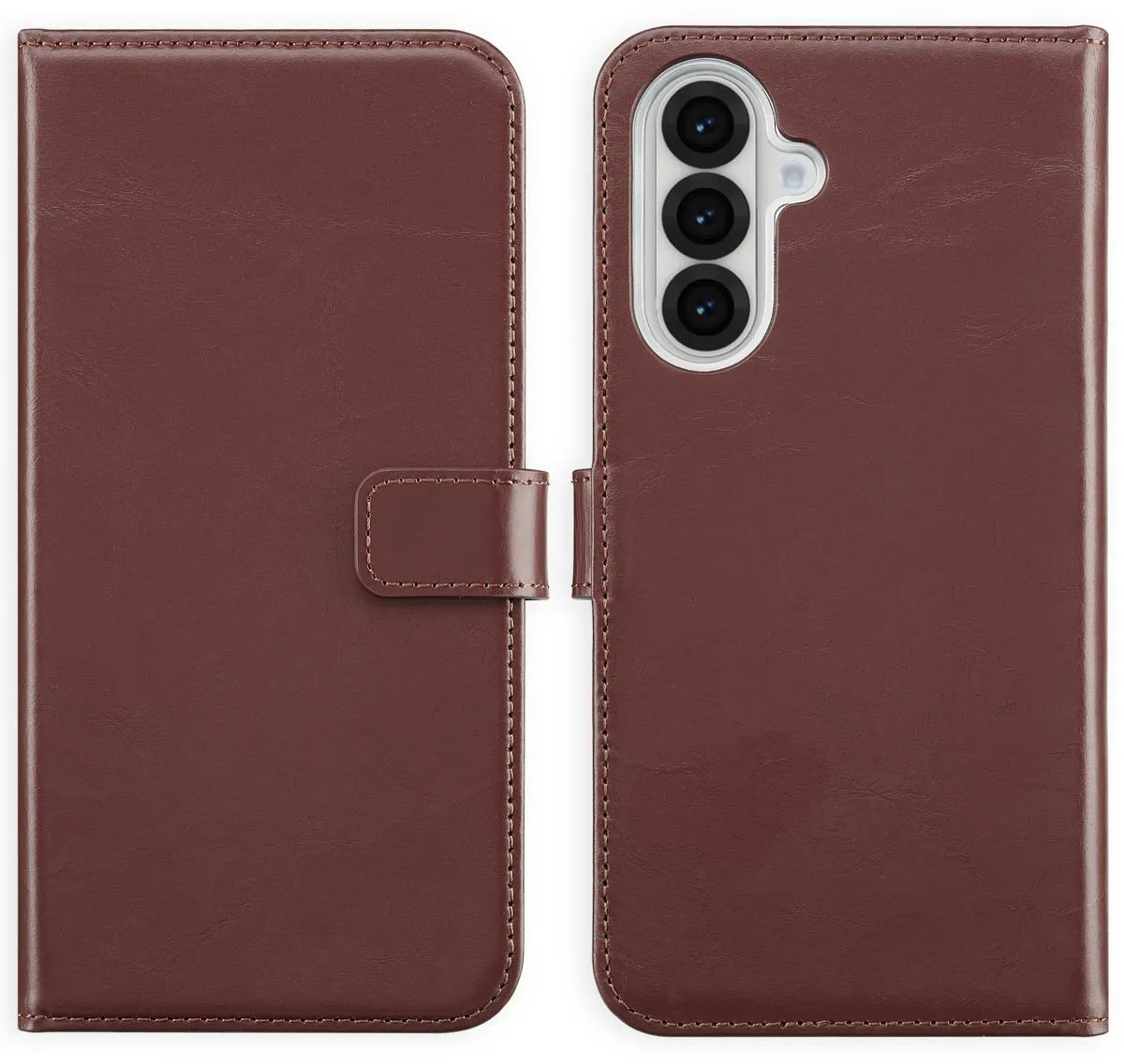 Selencia Hoesje Samsung Galaxy A36/A56 - Echt Lederen Bookcase Bruin