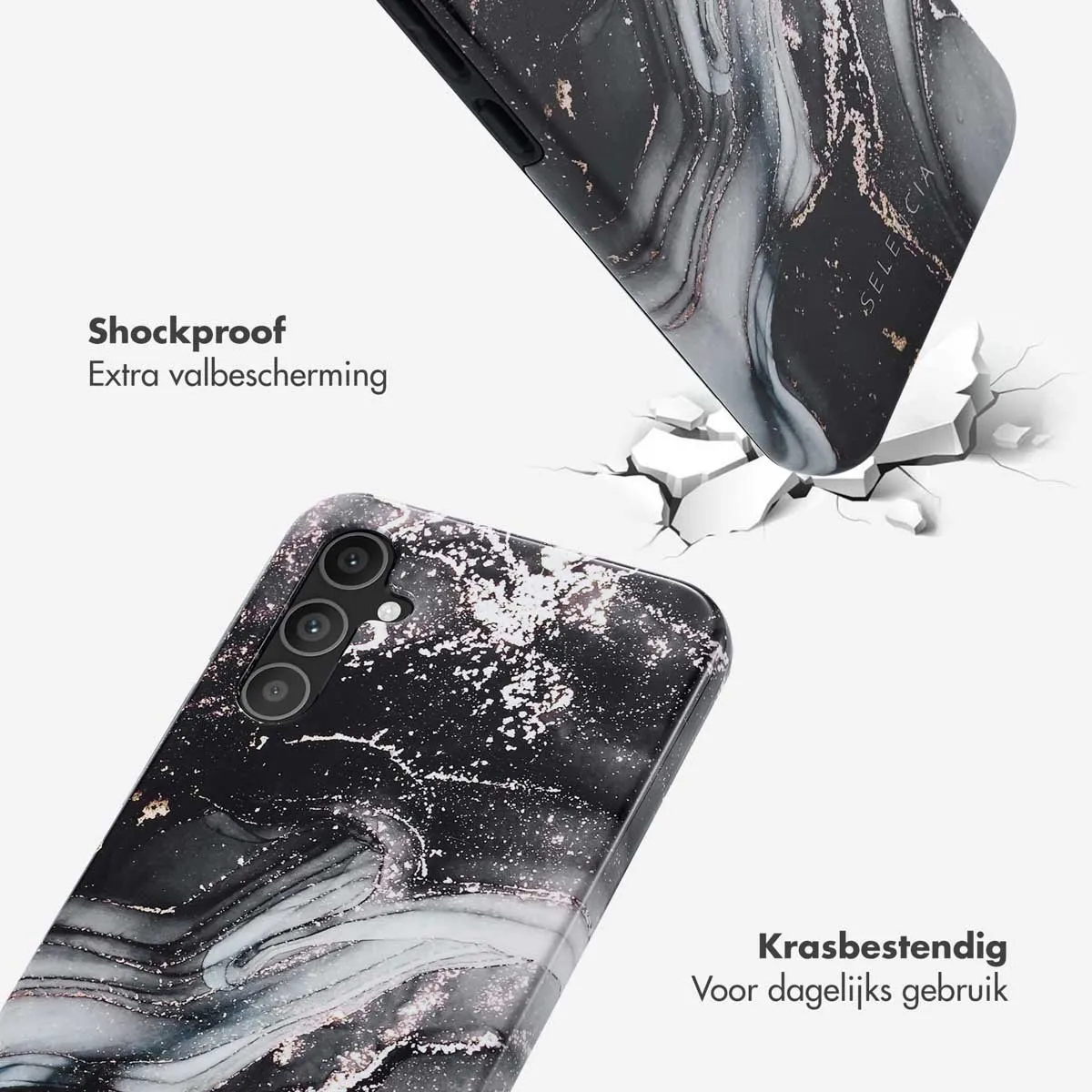 Selencia Hoesje Samsung Galaxy A34 5G - Chic Marble Black